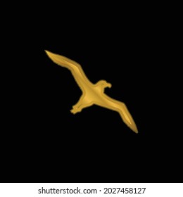 Bird Albatross Flying Shape gold plated metalic icon or logo vector