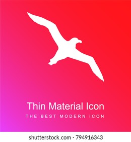 Bird albatross flying shape red and pink gradient material white icon minimal design