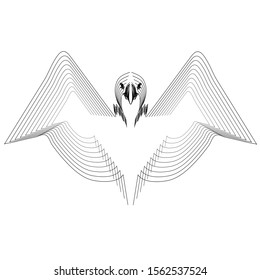 Bird American Eagle made from black lines on white background. Logo concept design, vector template for print, tatoo, team badge. Vector illustration .