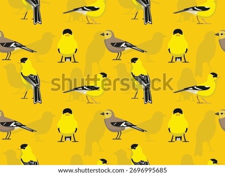 Bird American Goldfinch Seamless Pattern Background Wallpaper