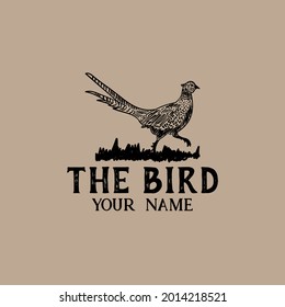 bird animal hand drawn logo vector