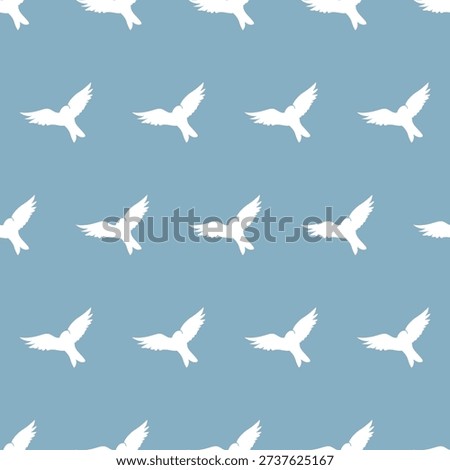 bird animal hand drawn seamless pattern on blue background