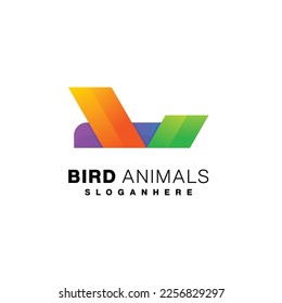 bird animal logo abstract design gradient color
