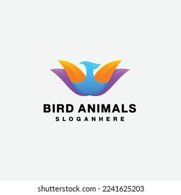 diseño de logotipo de animal pájaro degradado colorido