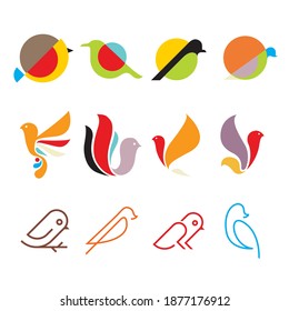 Bird animal logo icon symbol design set