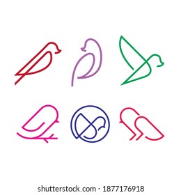 Bird animal logo icon symbol design set