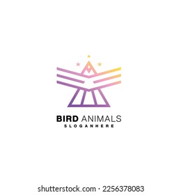 bird animal logo line art design elegant color