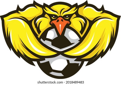 bird animal logo mascot for football or soccer team printable vector t-shirt