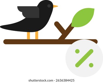Bird Animal Nature Icon Vector Flat Illustration