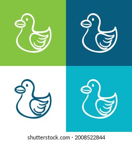 Bird Animal Shape Toy Flat four color minimal icon set