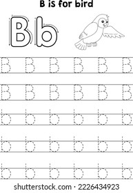 Bird Animal Tracing Letter ABC Coloring Page B