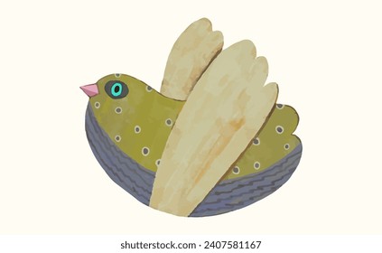 Bird, animal wildlife watercolor vector illustration.