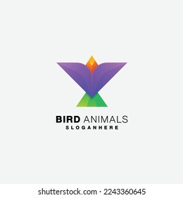 bird animals logo design gradient color illustration