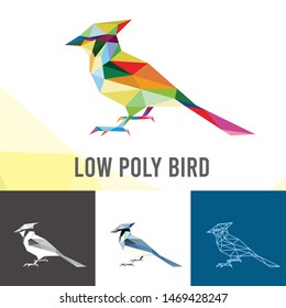 BIRD ANIMALS LOW POLY LOGO ICON SYMBOL SET. TRIANGLE GEOMETRIC POLYGON