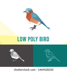 BIRD ANIMALS LOW POLY LOGO ICON SYMBOL SET. TRIANGLE GEOMETRIC POLYGON