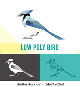 BIRD ANIMALS LOW POLY LOGO ICON SYMBOL SET. TRIANGLE GEOMETRIC POLYGON