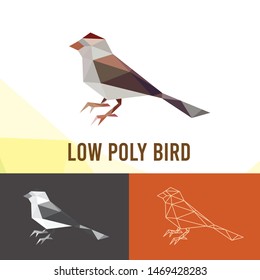 BIRD ANIMALS LOW POLY LOGO ICON SYMBOL SET. TRIANGLE GEOMETRIC POLYGON