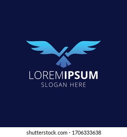 Diseño del logotipo de la aplicación para aves. Logo moderno Bird Vector de diseño de color azul gradiente.