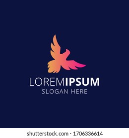 Bird App Logo Design. Bird modern logo Design Vector with pink orange gradient color.