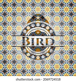 Bird arabic style badge. Arabesque decoration. 