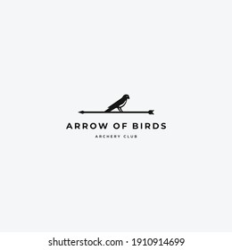 Bird with Arrow vector logo icon sign symbol design concept. Isolated object on background