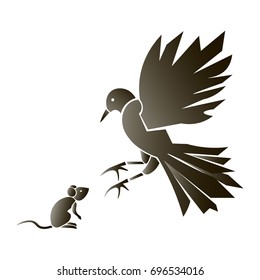 bird attacks on top of the mouse