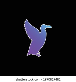 Icono de vector de degradado azul de la forma de pájaro