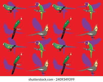 Bird Australian Parrot Cockatiel Lorikeet Cute Seamless Wallpaper Background