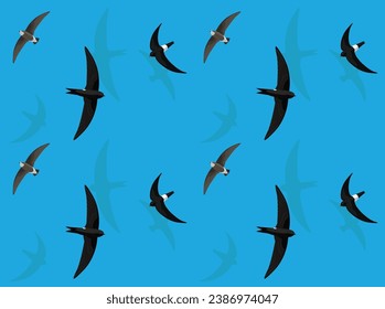 Bird Australian Swift Cartoon Cute Seamless Wallpaper Background