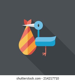 bird and baby flat icon with long shadow,eps10