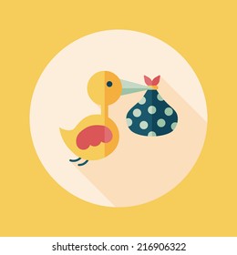 bird and baby flat icon with long shadow,eps10