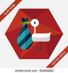 bird and baby flat icon with long shadow,eps10