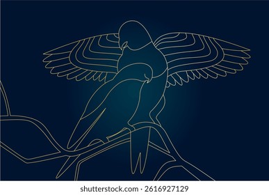 bird background with minimalist striped pattern style
