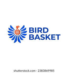 BIRD BASKET BALL MASCOT BORNEO SPORT LOGO VECTOR ICON ILLUSTRATION