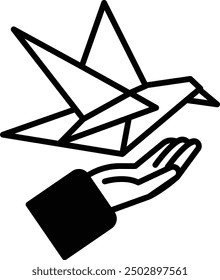 Un pájaro está siendo sostenido en una mano. Concepto de libertad y esperanza