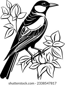 Bird between plants with large beak