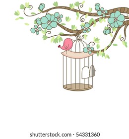 bird and birdcage