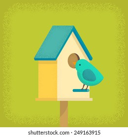 Bird and birdhouse