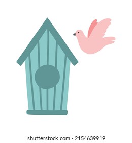 Ave y pajar, vector de garabatos aislados. Educación preescolar, posición de estudio del objeto.