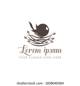 Bird and birds nest logo design