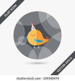 bird with birthday hat flat icon