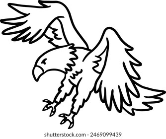 A bird with black beak and feet is flying in the air. The bird is holding a branch in its beak