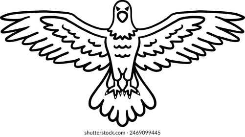 A bird with black beak and feet is flying in the air. The bird is holding a branch in its beak