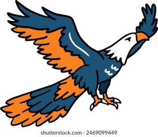 A bird with black beak and feet is flying in the air. The bird is holding a branch in its beak