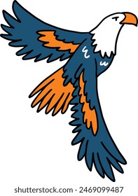 A bird with black beak and feet is flying in the air. The bird is holding a branch in its beak