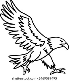 A bird with black beak and feet is flying in the air. The bird is holding a branch in its beak