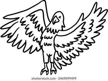 A bird with black beak and feet is flying in the air. The bird is holding a branch in its beak