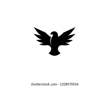 Bird black eagle open wings flying for logo design