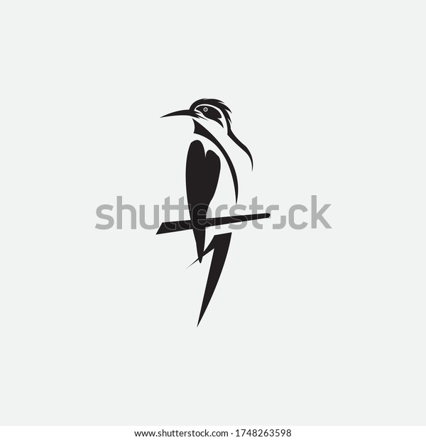 簡単なロゴの鳥の黒いイラスト ベクター画像設計 のベクター画像素材 ロイヤリティフリー
