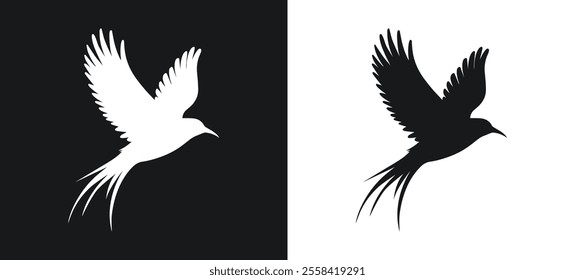 Bird Black in White color Silhouette vector illustration 